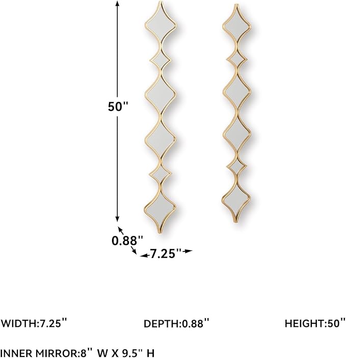 Signature Design by Ashley Harriswood Art Deco Wall Mounted Metal Framed Accent Mirror Set, Set of 2, Metallic