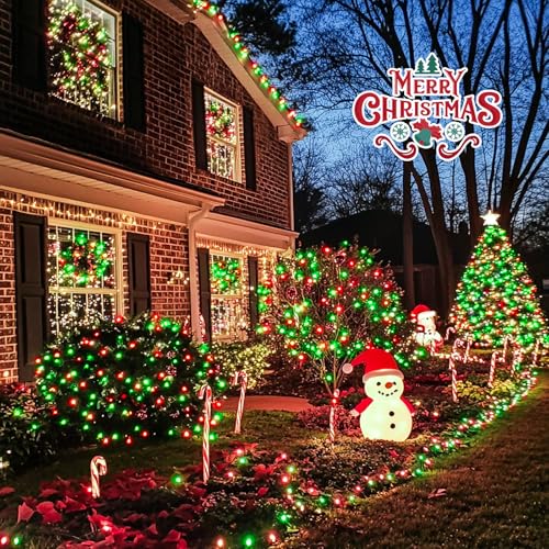 200 LED Red White and Green Christmas Lights Outdoor (66 Foot)
