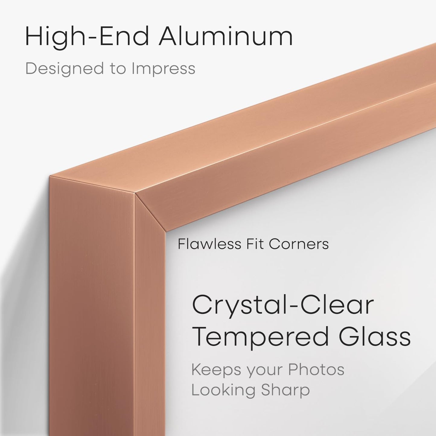 Homeforia 8.5x11 Rose Gold Frame, High End Metal 8.5 x 11 Picture Frames with Mat 6 by 8 inch Photo, 11x8.5 Poster Frame Matted to 6x8 Print, Wall or Tabletop Frame, Tempered Glass, Wall Kit, Set of 1
