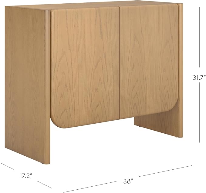 Nathan James Jacala Mid Century Modern Entryway Storage Cabinet with Doors, Living Room Accent Cabinet with Wood Frame, Raw Oak