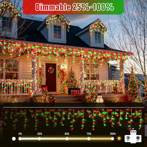 400 LED 38.8ft Red and Green Christmas Icicle Lights Outdoor (38.8 Foot)