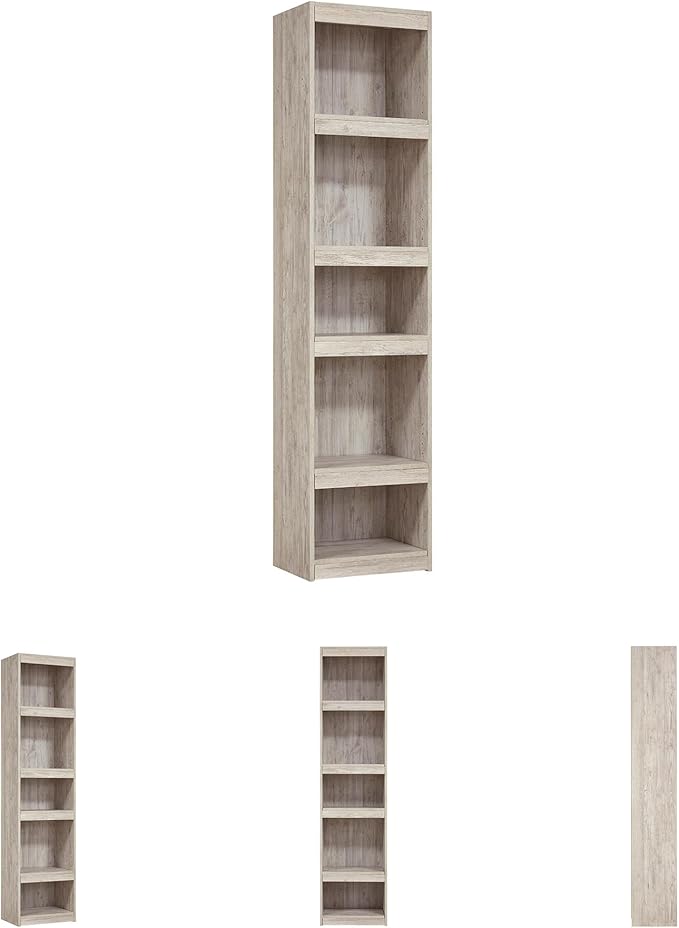 Signature Design by Ashley Willowton Coastal Entertainment Center Pier Bookcase with 3 Adjustable Shelves, Whitewash