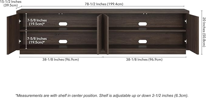 Henn&Hart Fluted TV Stand for TVs up to 85" with 2 Concealed Ribbed Storage Cabinets and Adjustable Shelves for Living Room, Family Room, or Office, Warm Brown