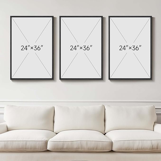 Large 3D Textured Framed Black and White Abstract Wall Art for Living Room, 3 Piece Modern Artwork for Walls, Minimalist Wall Paintings for Hallway, Staircase, Office Wall Decor, 24x36 Inch