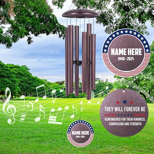Personalized Wind Chimes for Memorial US Veteran