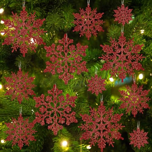 36pcs Red Christmas Snowflake Ornaments (36 Count)