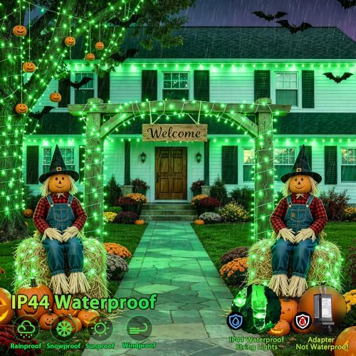 600 LED Green Lights Indoor Outdoor Waterproof for Halloween Decor (168 Foot)