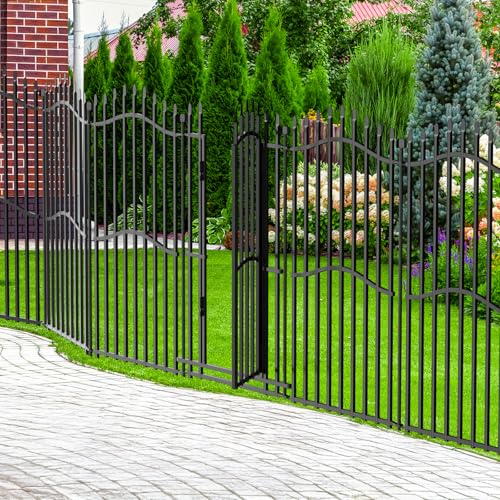 No Dig Garden Fence 48" H x 18'L with Gate Decorative Yard Dog Panels (9.5 Sq Ft)