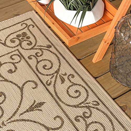 Vintage Filigree Indoor Outdoor Area Rug 8X10 Beige