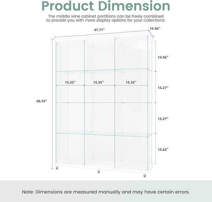 Beauty4U Glass Display Cabinet with 12 Shelves, Extra Large 3 Columns 2 Doors Curio Cabinets for Living Room, Bedroom, Office, White Floor Standing DIY Glass Bookshelf, Quick Installation