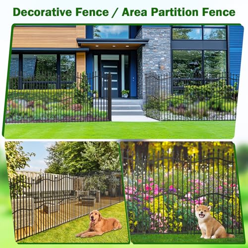 No Dig Garden Fence 48" H x 18'L Decorative Yard Dog Outdoor Panels (9.5 Sq Ft)