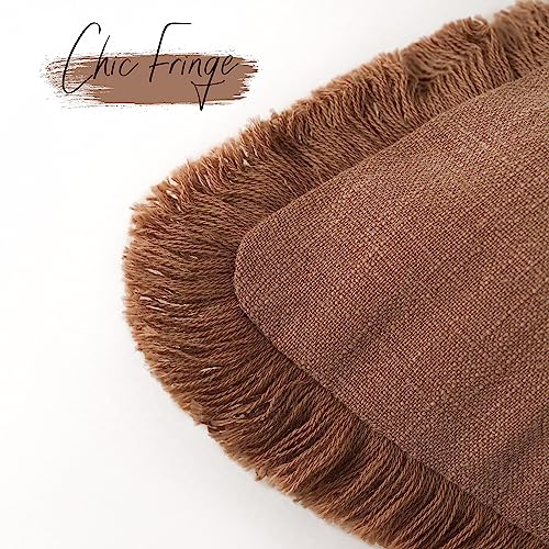 Decorative Linen Fringe Throw Pillow Covers 26×26 Inch (2 Count)