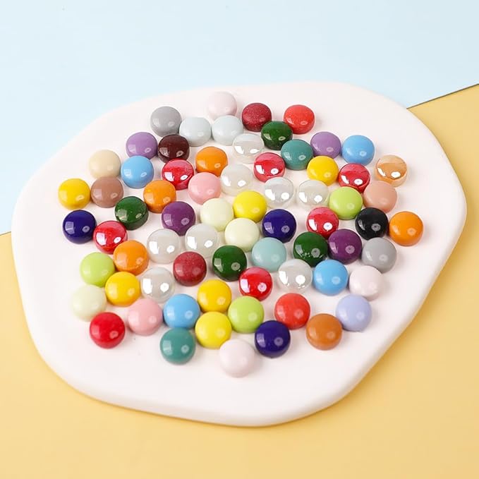 12mm Round Mosaic Tiles for Crafts, 200g Iridescent Recycled Glass Mosaic Pieces for Art Supplies, DIY Mosaic Making Kit for Hobbies & Art (All Mix 12mm)