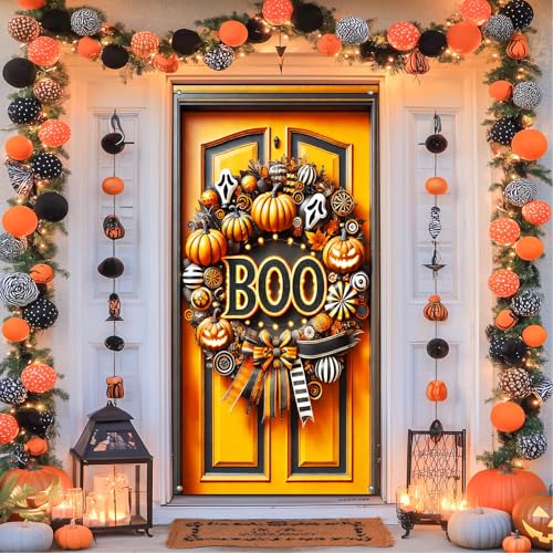 Halloween Door Banner Boo Pumpkin 35x71 Inch Polyester