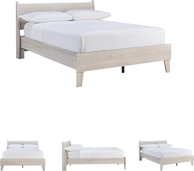 Signature Design by Ashley Socalle Casual Full Panel Platform Bed, Foundation or Box Spring Not Needed, Light Brown