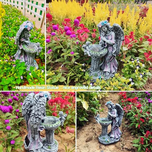 Solar Angel Decor 12 Inch Fairy Resin Outdoor Statue with Fountain Light