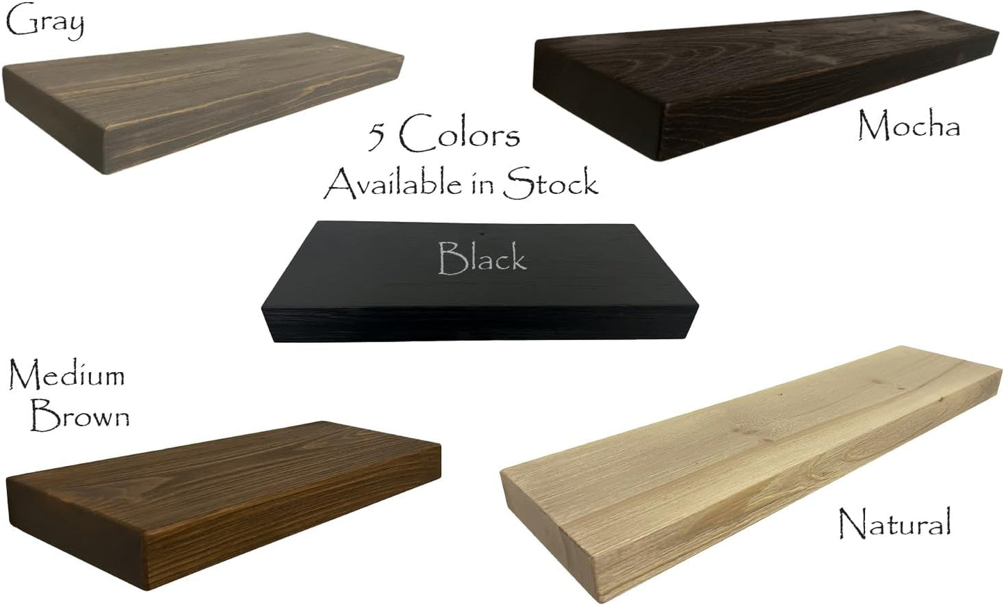 Joel's Antiques - 18 Inch Wooden Floating Shelves for Wall - 18x8x2 in - Made of Natural Wood - Short Heavy Duty Rustic Wall Shelves for Bedroom - Perfect for Living Room, Kitchen - Grey