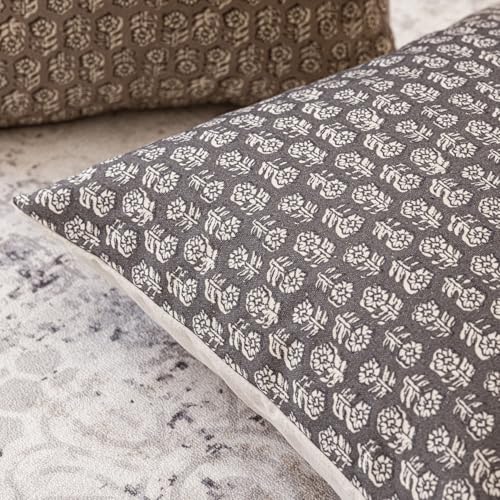 Decorative Floral Print Throw Pillow Covers 24×24 Rustic Gray