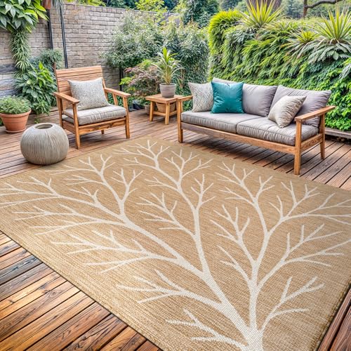 Washable Indoor Outdoor Rug 5x7 Modern Area Rugs Branch Pattern Non Shedding Waterproof Easy Clean Patio Deck Porch Living Room Bedroom Garden RV (35 Sq Ft)