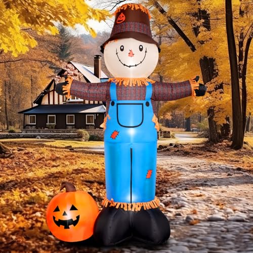 8 FT Fall Inflatables Scarecrow Decorations (Blue)