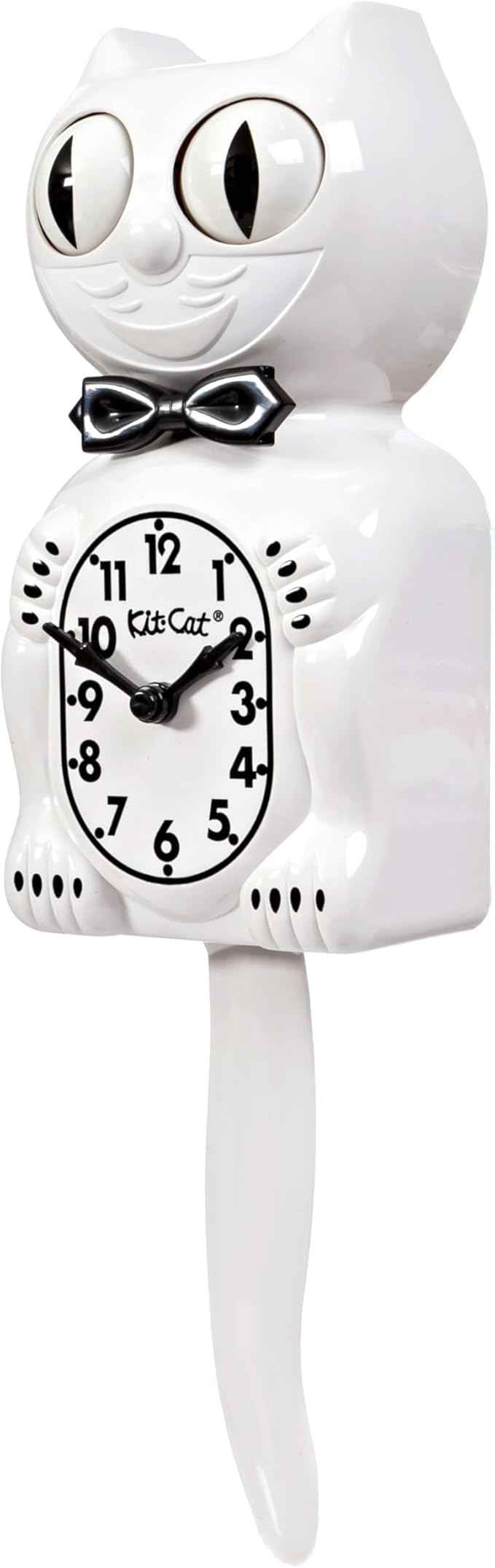 Kit Cat Klock® Limited Edition White - Iconic Retro Cat Clock with Moving Eyes and Tail, Battery Operated Wall Clock, Made in USA, Perfect for Home Decor, Modern Clock, Unique Gift