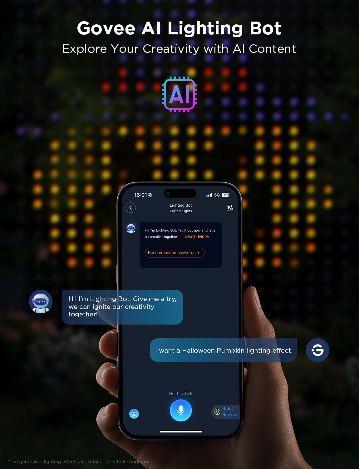 Govee Curtain Lights 2, 520 LEDs, Smart LED Curtain Light with DIY GIF AIGC, Non-Splicable, RGBIC Color Changing Holiday Lights for Indoor Outdoor Bedroom Window Decor, IP65 Waterproof, 4.9×6.6ft