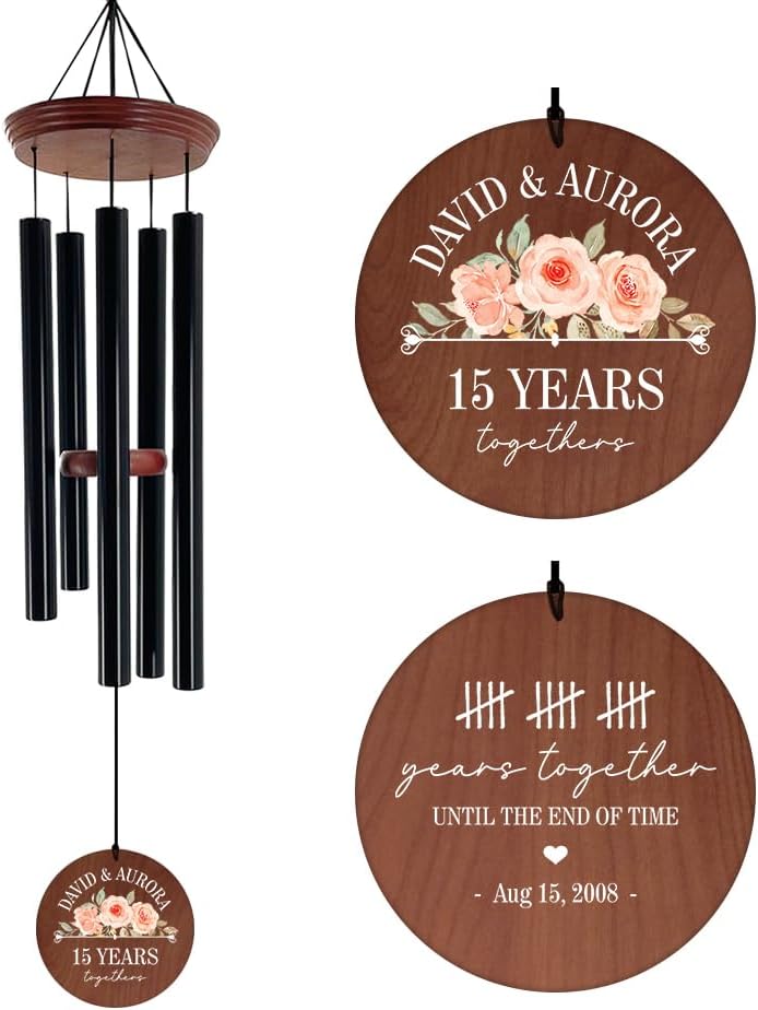 ASTARIN Personalized 20th 50th Anniversary Wind Chime, Happy Anniversary Wedding Valentine's Day Gift for Wife Husband Men Women Sister, Golden Anniversary Keepsake Decorations for Parents Couples