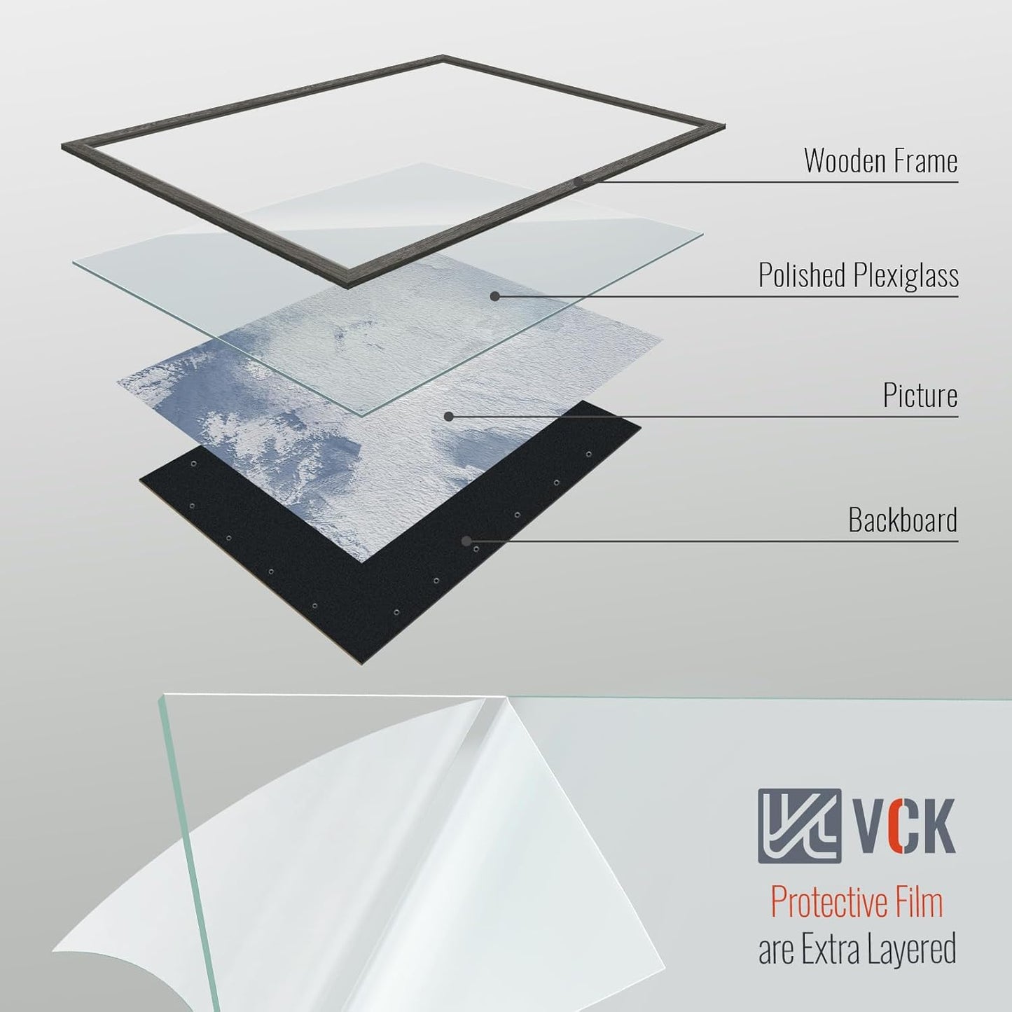 VCK 27x40 Poster Frame Set of 3, Gray Solid Wood Picture Frame, Exclusive Wood Grain, Wall Mounting Hanging