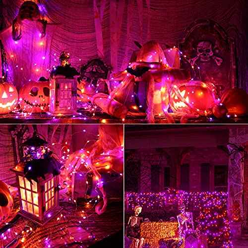 Purple & Orange Battery Halloween Lights Remote 17.48 ft 50 LED (34.96 Foot)