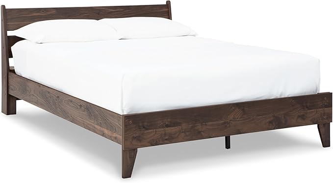 Signature Design by Ashley Calverson Casual Queen Panel Platform Bed, Wood, Foundation or Box Spring Not Needed, Bed A Box, Dark Brown Finish