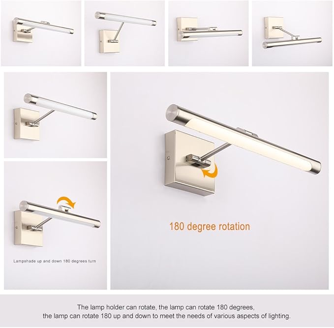 Joosenhouse Single Arm LED Picture Lights 16.53 Inch, Full Metal Artwork Lamp with Rotatable Sconces Lamp Head, 7W (45W Eqv.), Hardwired Connection, 3000K Warm White 560Lm, Brushed Nickel Finish…