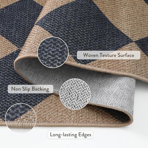 Checkered Easy Jute 5x7 Outdoor Patio Rug