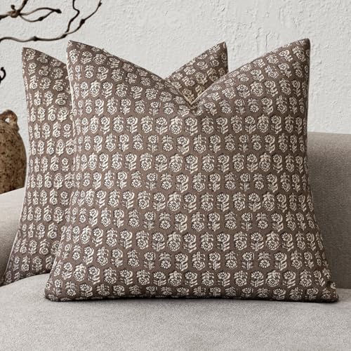 Decorative Floral Print Throw Pillow Covers 18×18 Inch (2 Count)