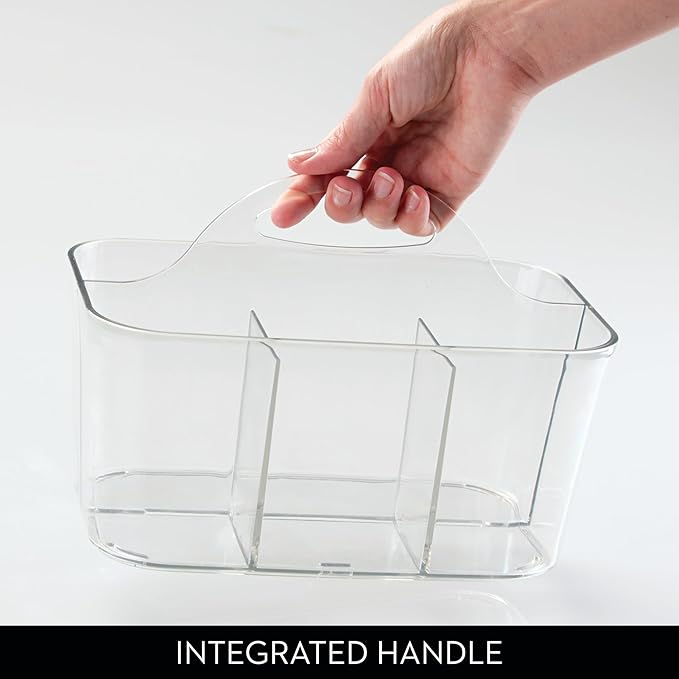 4-Section Storage Caddy with Handle - All-Purpose Storage Caddy Organizer - Set of 2 - Clear