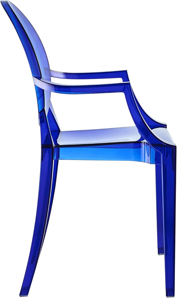 Modway EEI-121-BLU Casper Modern Acrylic Stacking Kitchen and Dining Room Arm Chair in Blue - Fully Assembled