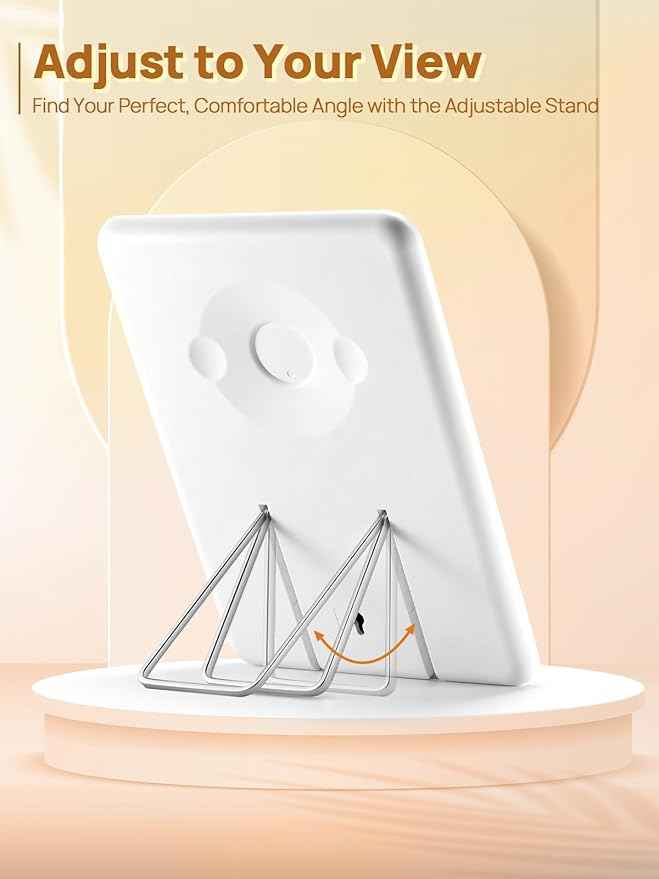 OMIRO Makeup Mirror for Desk, 10 x 7 inches Table Mirror with Adjustable Stand and Hanging Hole for Shaving and Travelling, White