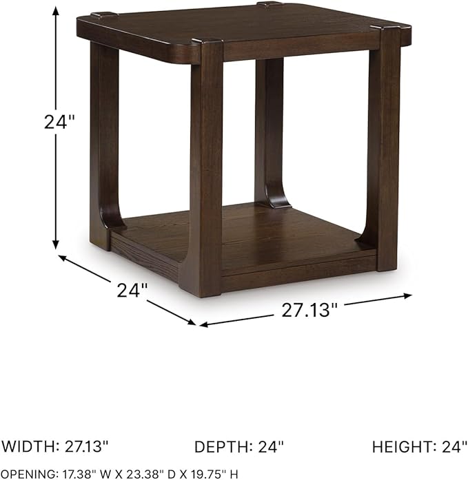 Signature Design by Ashley Breckington Contemporary End Table with Lower Shelf, Dark Brown