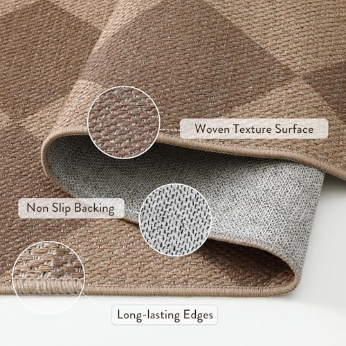 Checkered Easy Jute Kitchen Runner Rug