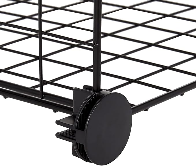 Amazon Basics 4 Cube Wire Grid Storage Organizer, Closet Organizer and Shelves, Stackable, Space-Saving, Easy to Assemble, 14"x14"x14", Black