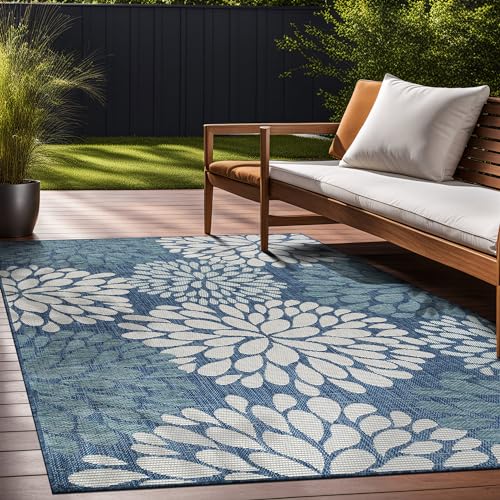 Outdoor Rug 6x9 Modern Exotic Tropical Leaf Area Rugs for Indoor and Outdoor Patio Deck Porch Garden Water Resistant Washable Outside Carpet