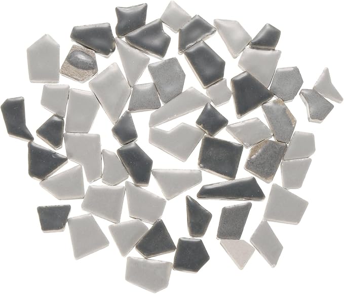 uxcell 500g/1.1LB Irregular Ceramics Mosaic Tiles, 1.3-2 cm Bulk Stained Ceramic Mosaic Pieces Stones Mosaic Kits for DIY Art Craft Projects Home Decor, Mixed Grey
