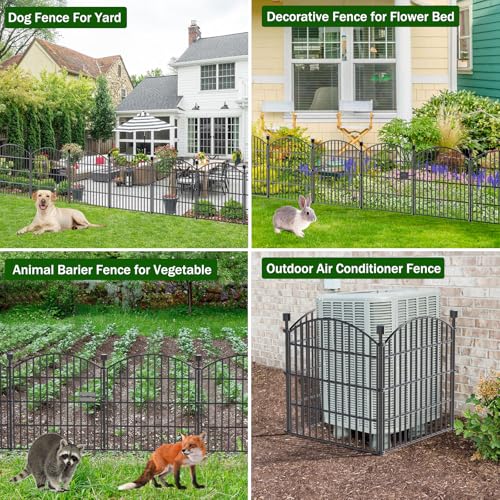 10 Panel No Dig Decorative Garden Fence with Gate 24" H x 20'L Dog Barrier (4.34 Sq Ft)