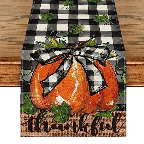 Pumpkin Thankful Fall Table Runner 13x60 Inch
