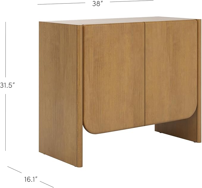 Nathan James Jacala Mid Century Modern Entryway Storage Cabinet with Doors, Living Room Accent Cabinet with Wood Frame, Light Brown