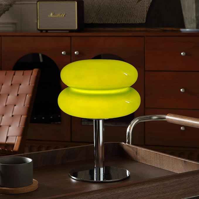 Mushroom Lamp Table Lamp for Night Stands,Mid Century Modern Desk Lamps for Bedroom, Vintage Dimmable Bedside Small Lamps, Cute Cool Home Room Aesthetic Decor for Living Room (Green)