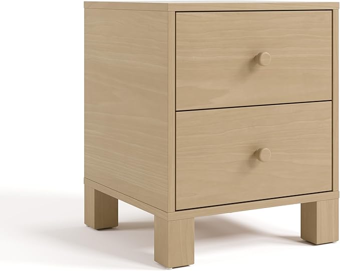 Storkcraft California 2-Drawer Nightstand (Driftwood) – GREENGUARD Gold Certified, Premium Wood Storage for Kids and Teens, Elegant Design with Iconic Block Feet