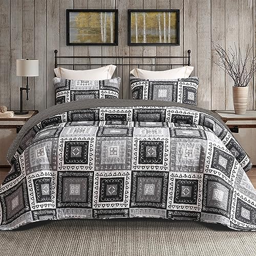 Reversible Boho Quilts Queen Size Black
