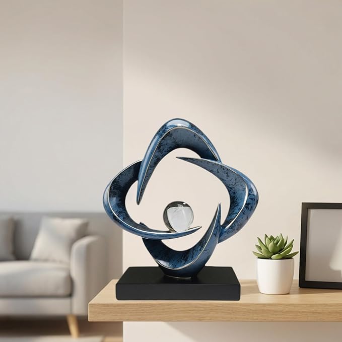 Modern Home Decor Abstract Decorative Sculpture Decorations for Living Room Dining Room Office, Resin Art Statues Coffee Table Bookshelf Decor Accents (Blue New)