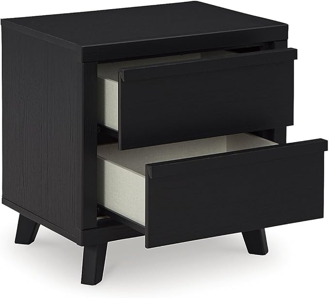 Signature Design by Ashley Danziar Modern 2 Drawer Nightstand with Wireless Charging and USB Ports, 24.37" Tall, Black