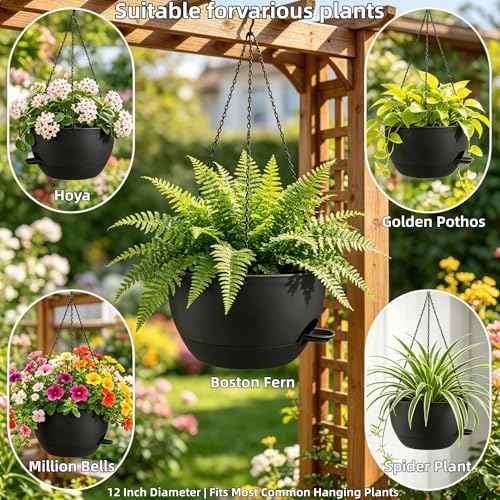 12" Self Watering Hanging Planters with Chains (2 Count)